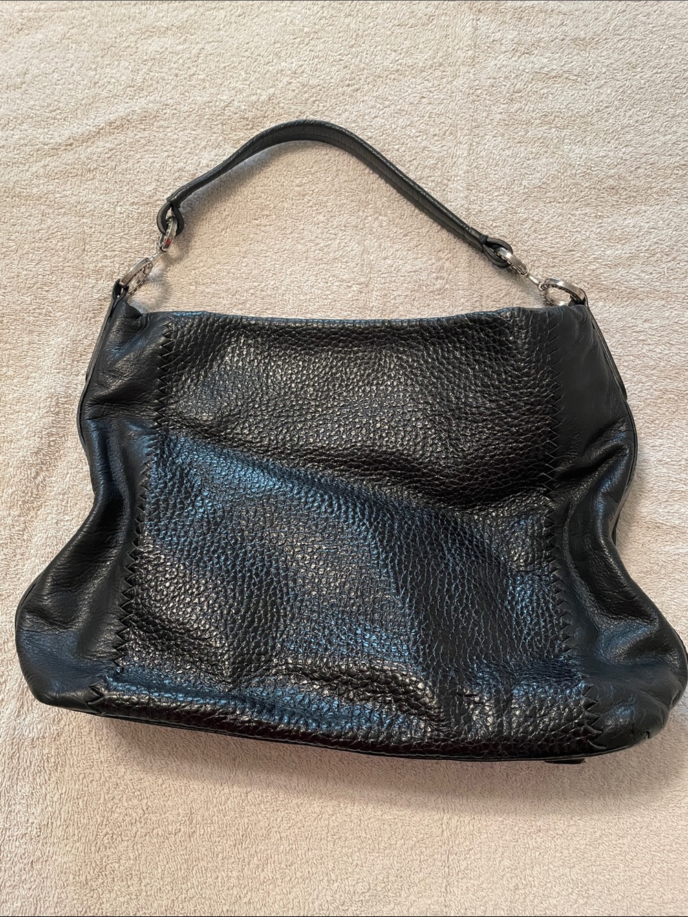 Brighton Black Textured Leather Shoulder Bag